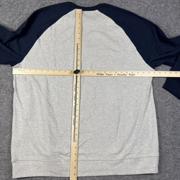 Faherty Sweater Mens XXL Gray Blue Organic Cotton Sweatshirt Knit Pullover - Picture 12 of 15